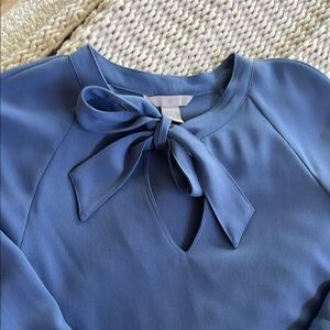 H&M Blue Blouse with Bow Accent